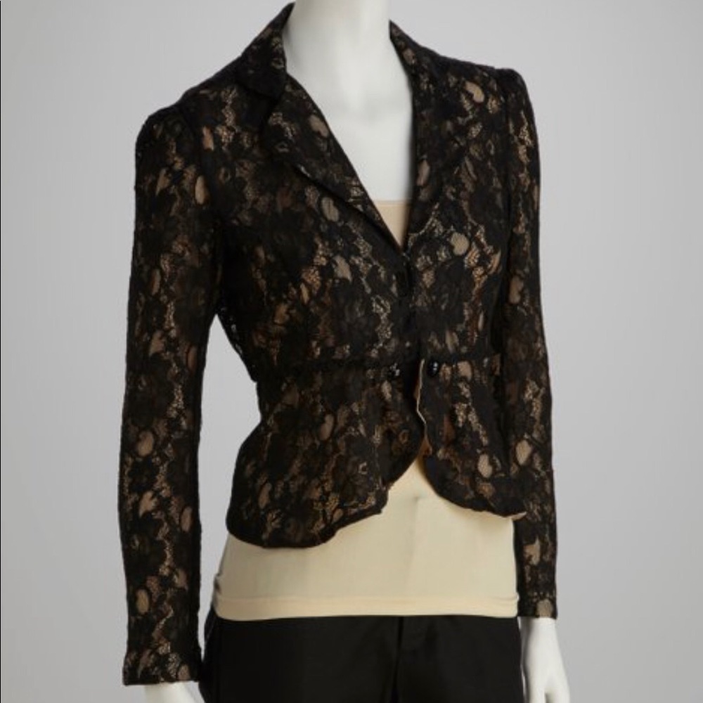 POOF! Black Lace Peplum Jacket